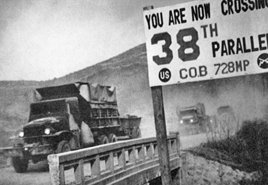 Crossing the 38th parallel. United Nations forces withdraw from Pyongyang, the North Korean capital. They recrossed the 38th parallel.