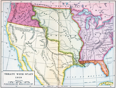 Map illustrating the Adams-Onis Treaty 1819 - Preview