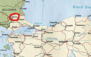 Map Location of Adrianople / Edirne
