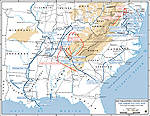 Map of the American Civil War: Principal Campaigns 1861-1865