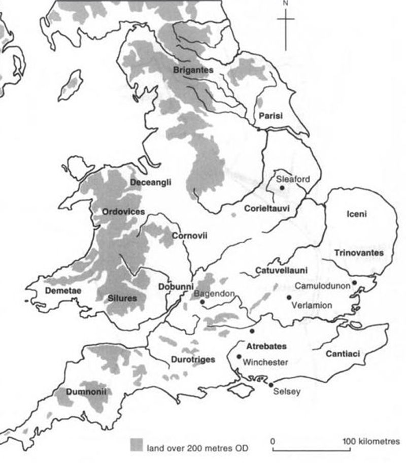 Historical Map of the Tribes in Ancient Britain