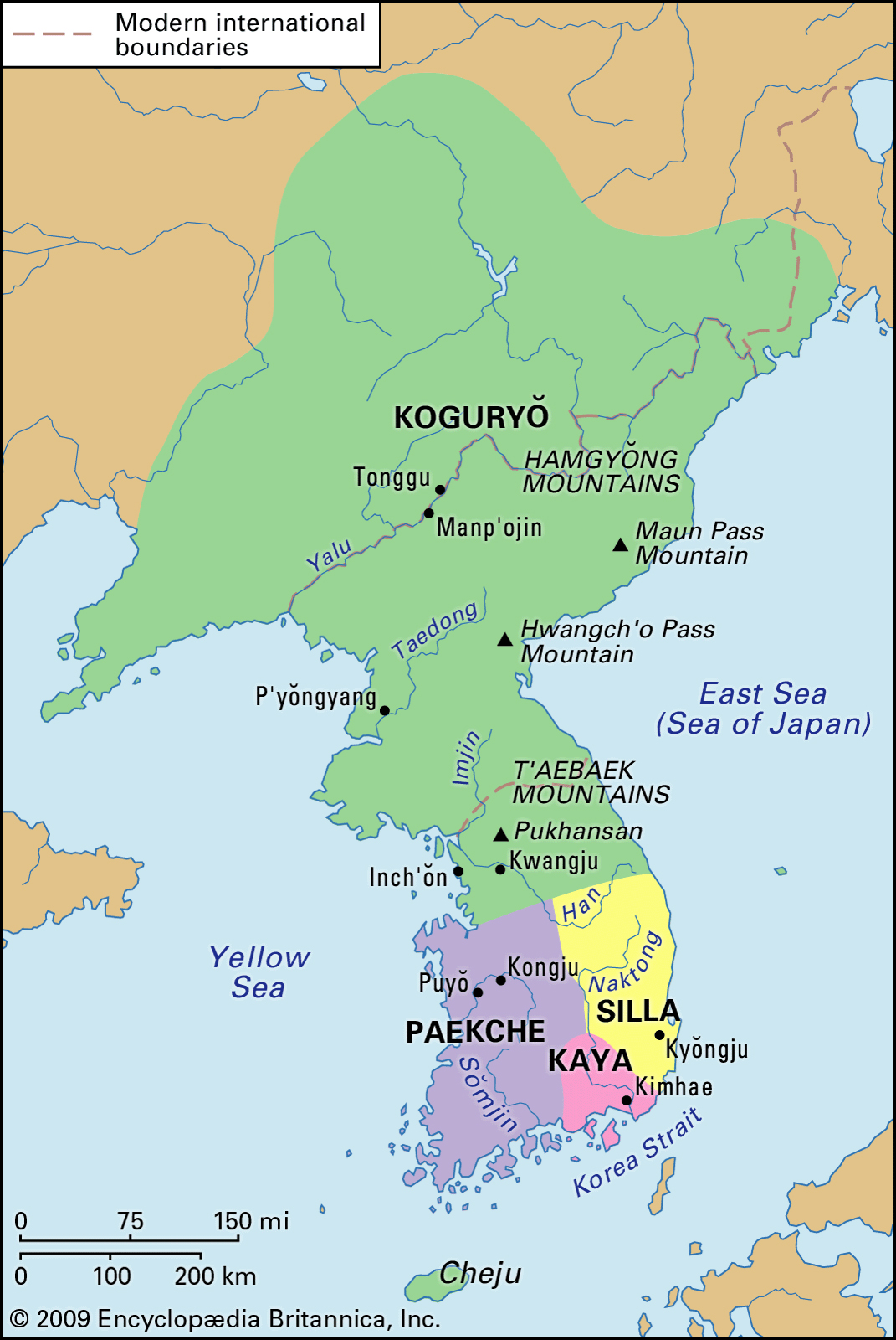 Map of Ancient Korea. The Three Kingdoms.