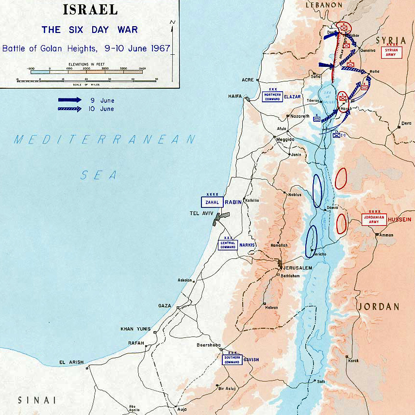 Map of the Third Arab-Israeli War 1967