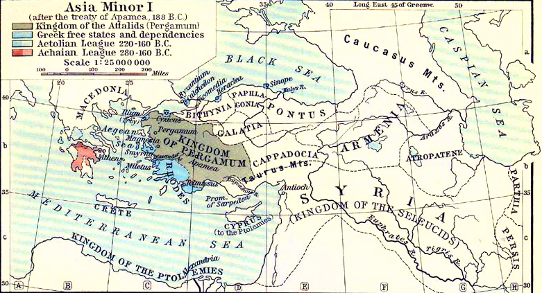 Map of Asia Minor after the Treaty of Apamea, 188 B.C.