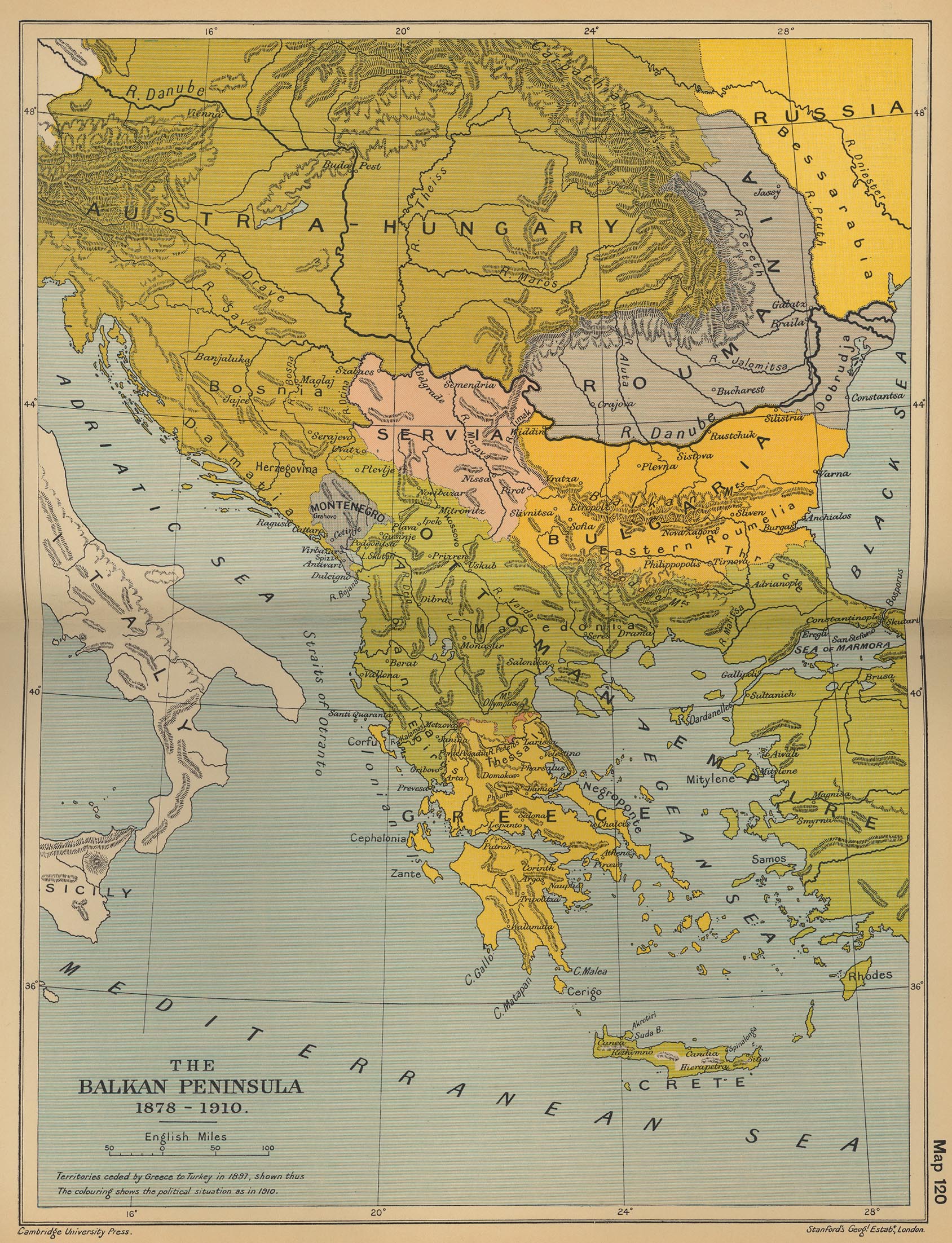 Map of the Balkan Peninsula 1878-1910