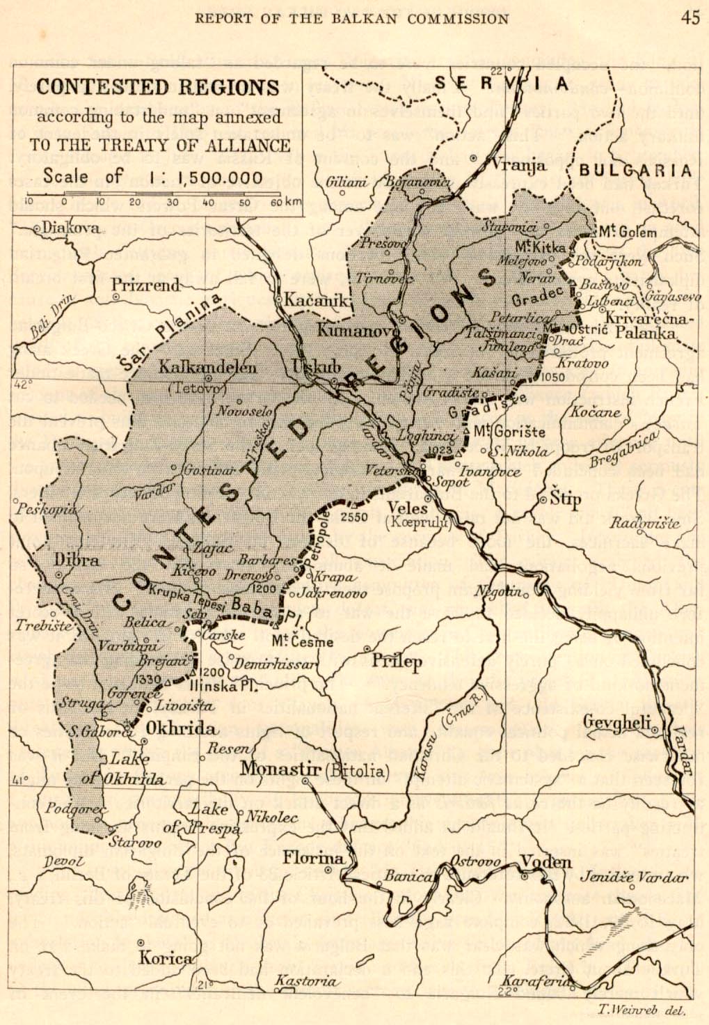 Map of the Balkan 1912 - Treaty of Alliance, March 13, 1912