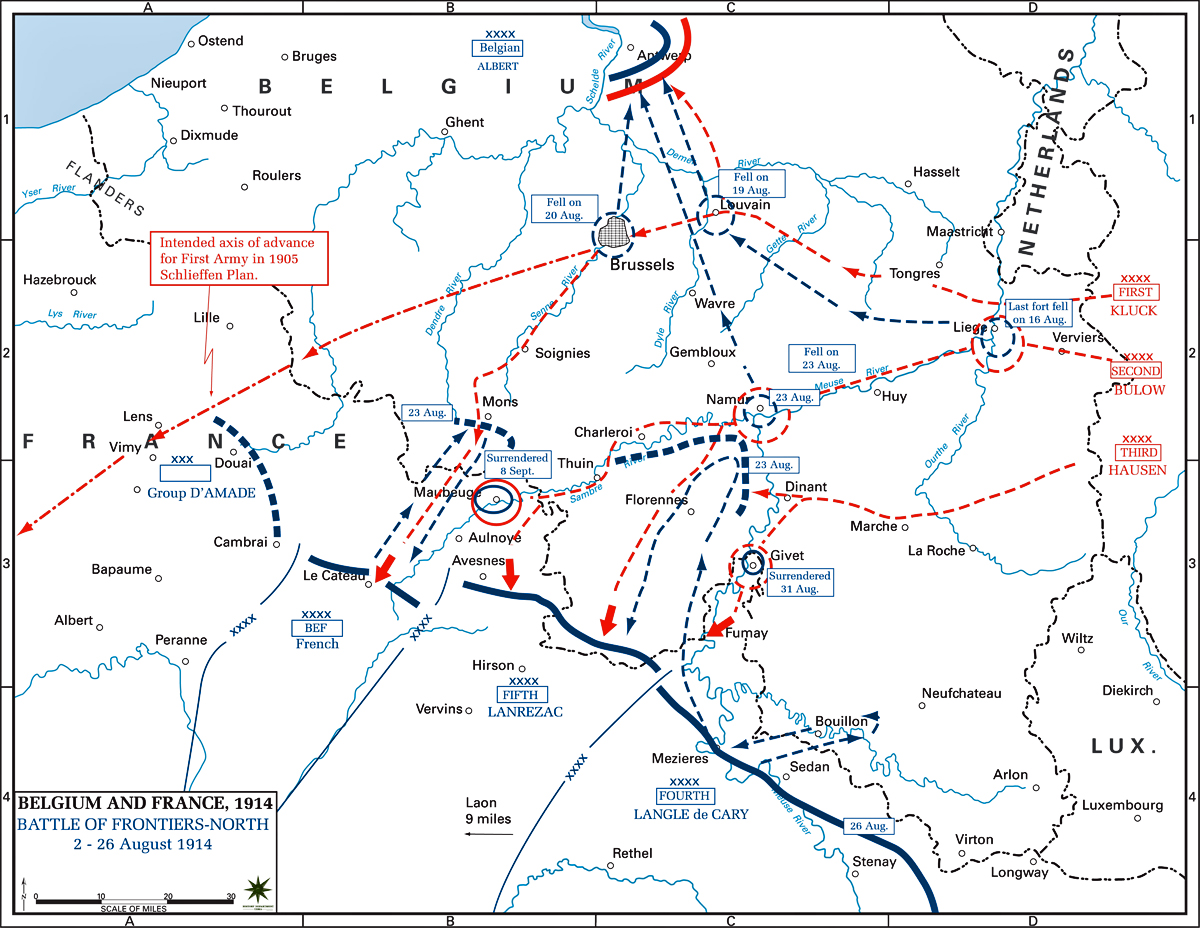 Map of the Battle of the Frontiers (North) - August 1914