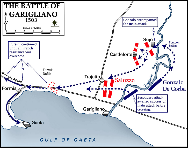 Map of the Battle of the Garigliano - December 27, 1503