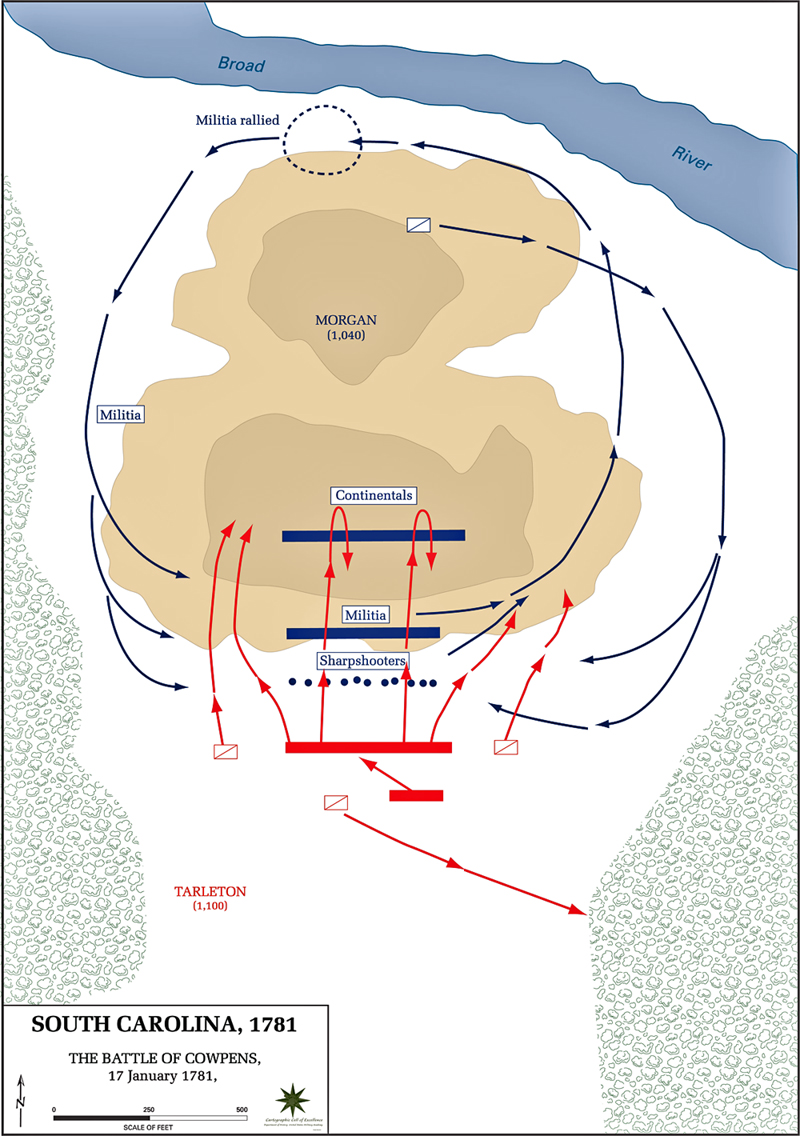 Map of the Battle of Cowpens - January 17, 1781