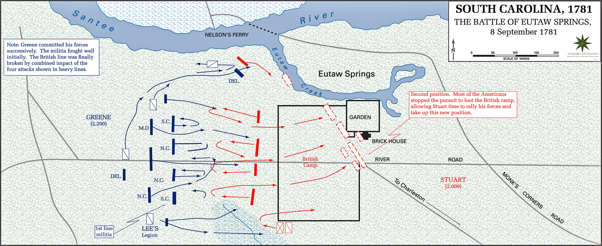 Map of the Battle of Eutaw Springs - September 8, 1781