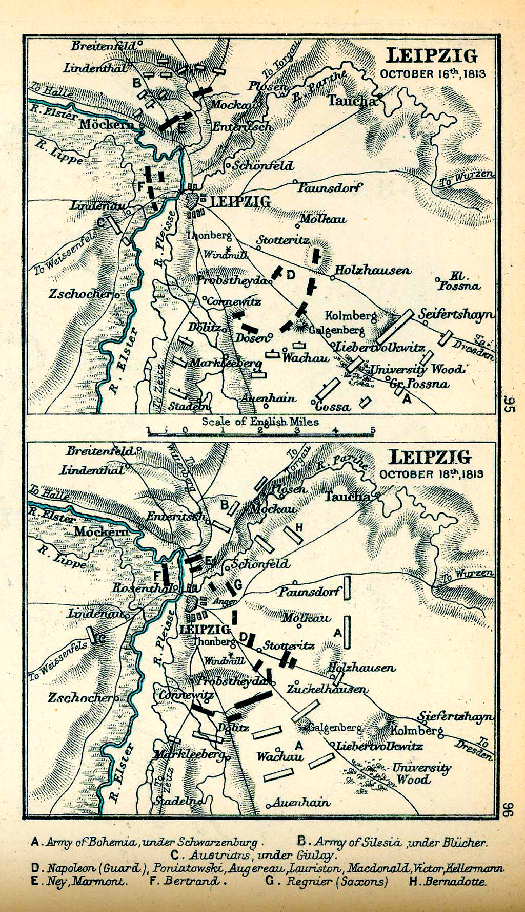 Map of the Battle of Leipzig - October 16-19, 1813