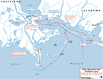 Map of the Battle of New Orleans: Prelude 1814-5