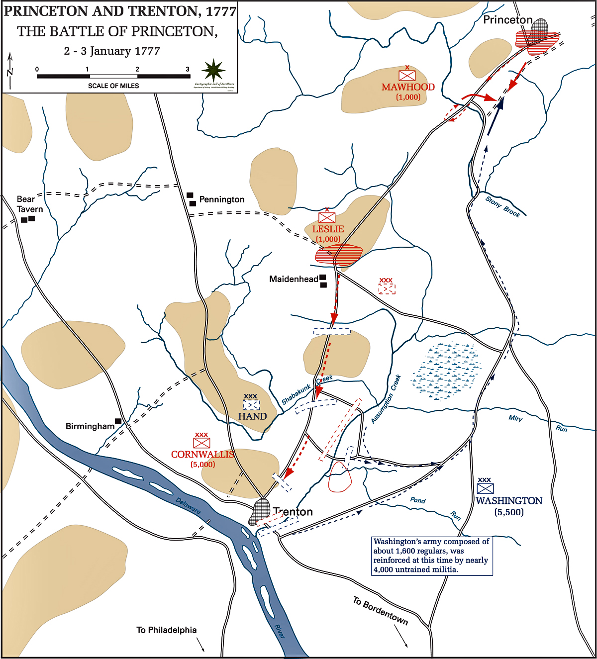 Map of the Battle of Princeton - January 3, 1777