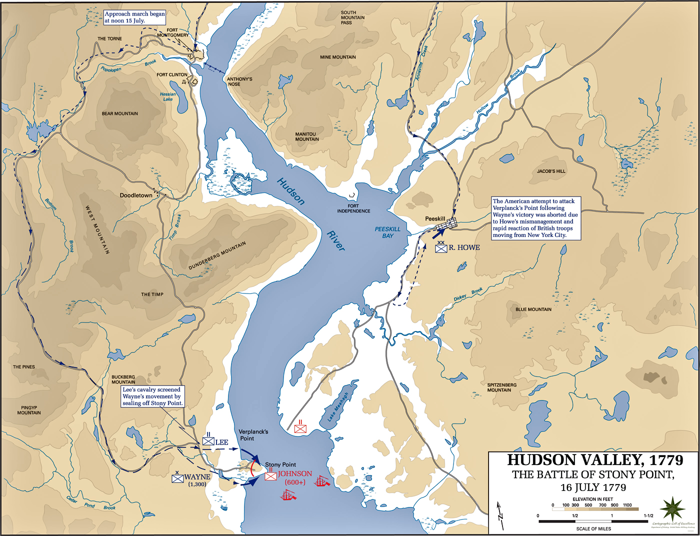 Map of the Battle of Stony Point - July 16, 1779