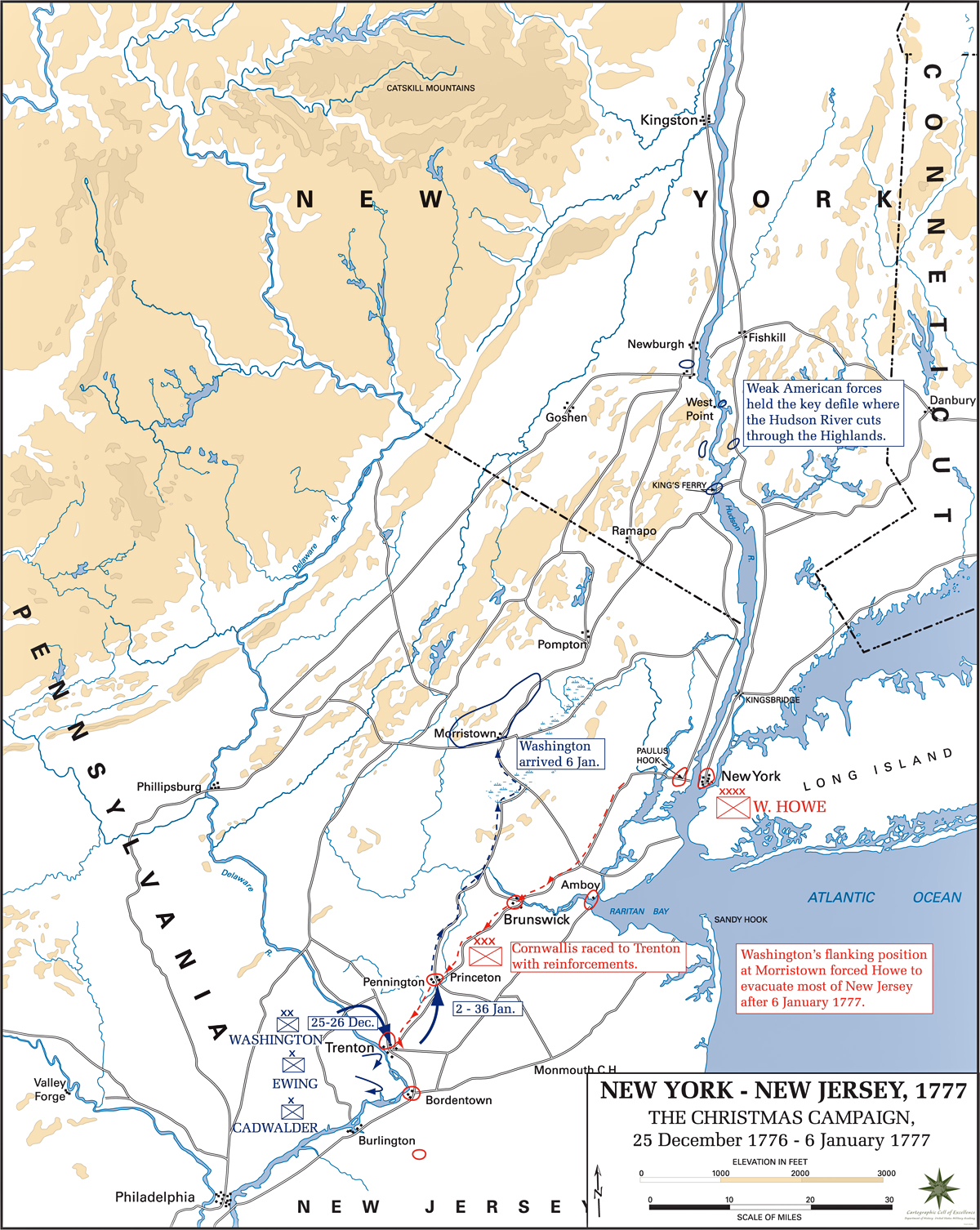 Map of the Battles of Trenton and Princeton 1776-7