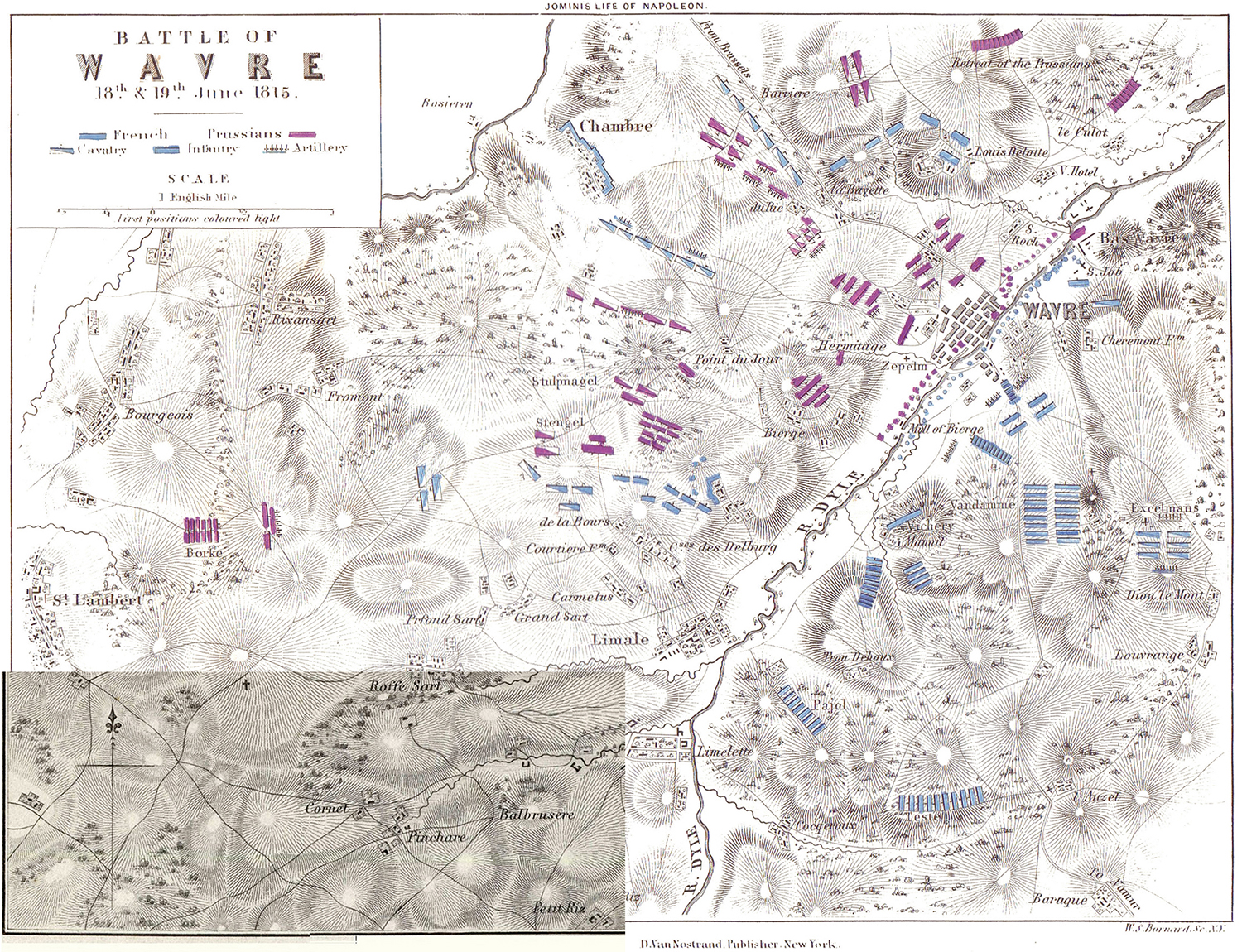 Map of the Napoleonic Wars: the Battle of Wavre - June 18 and 19, 1815