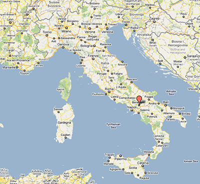 Map Location of Bnvent, or Benevento, in Italy