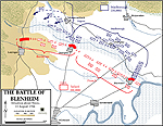 Map of the Battle of Blenheim - August 13, 1704: At Noon