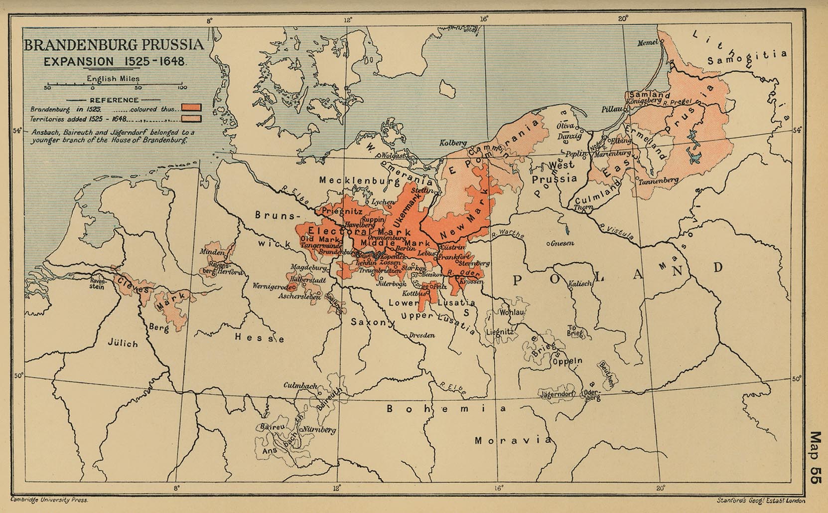 Map of Brandenburg Prussia Expansion 1525-1648