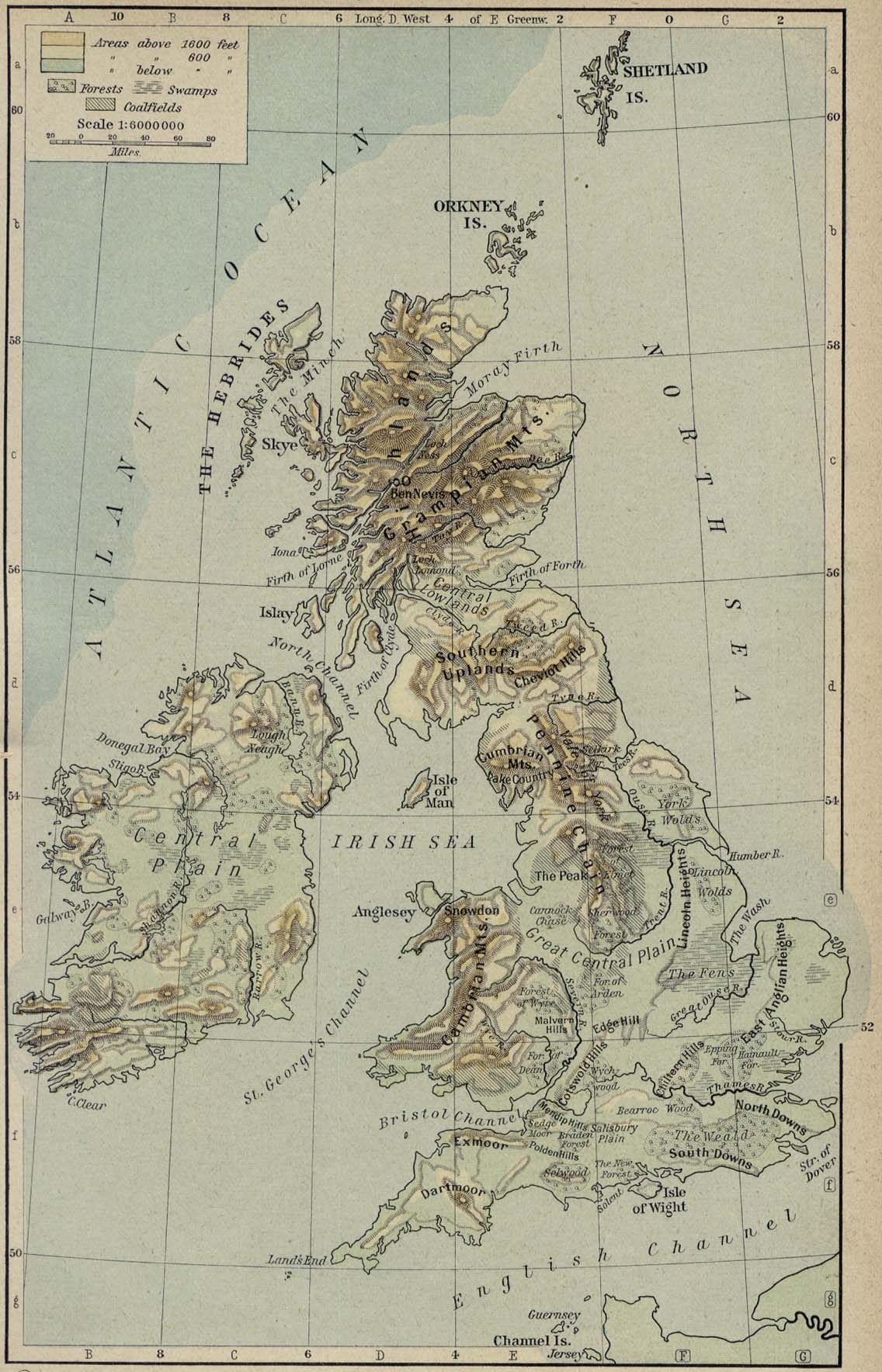 British Isles Physical Map