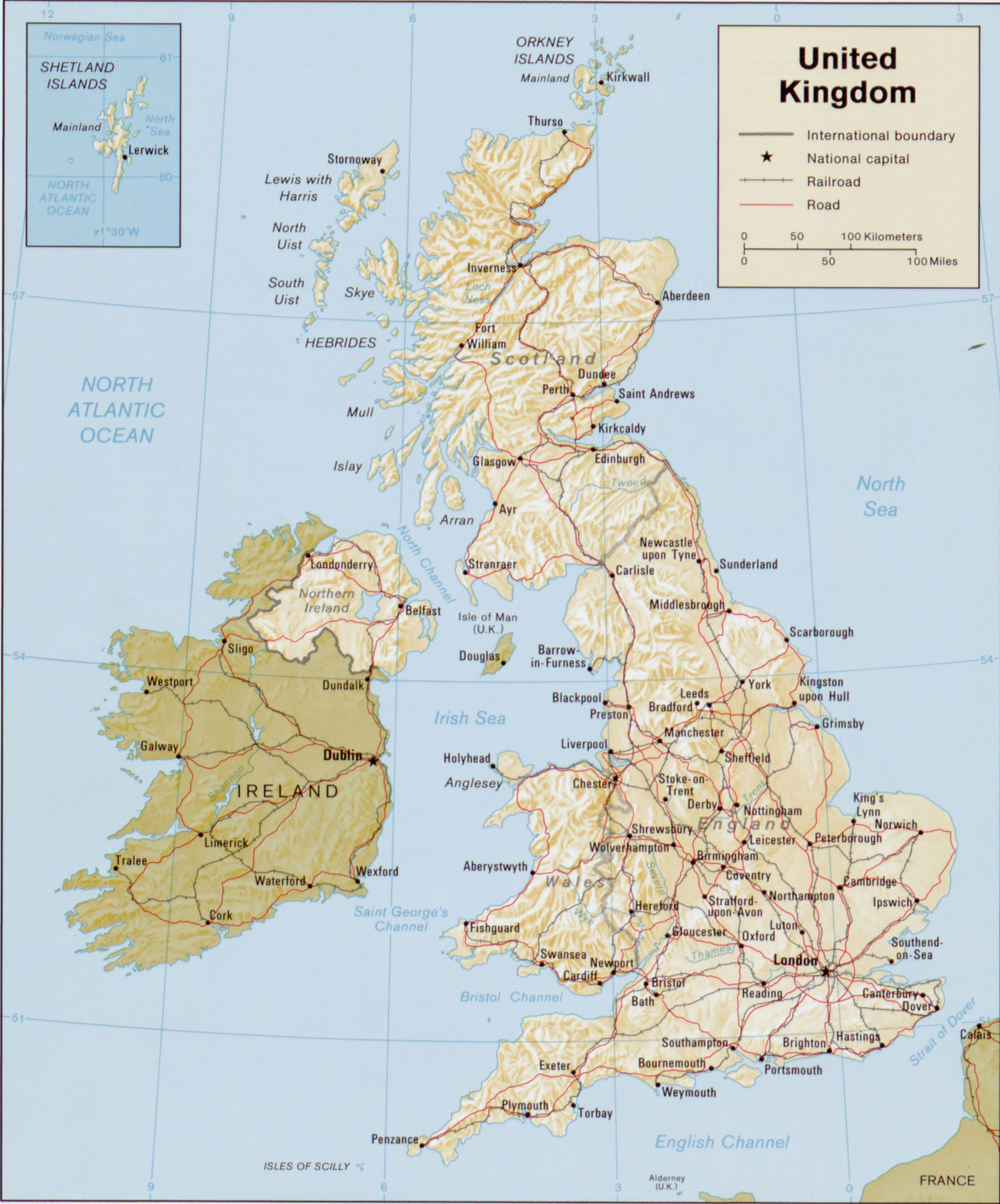 Map of the British Isles 1987. United Kingdom.