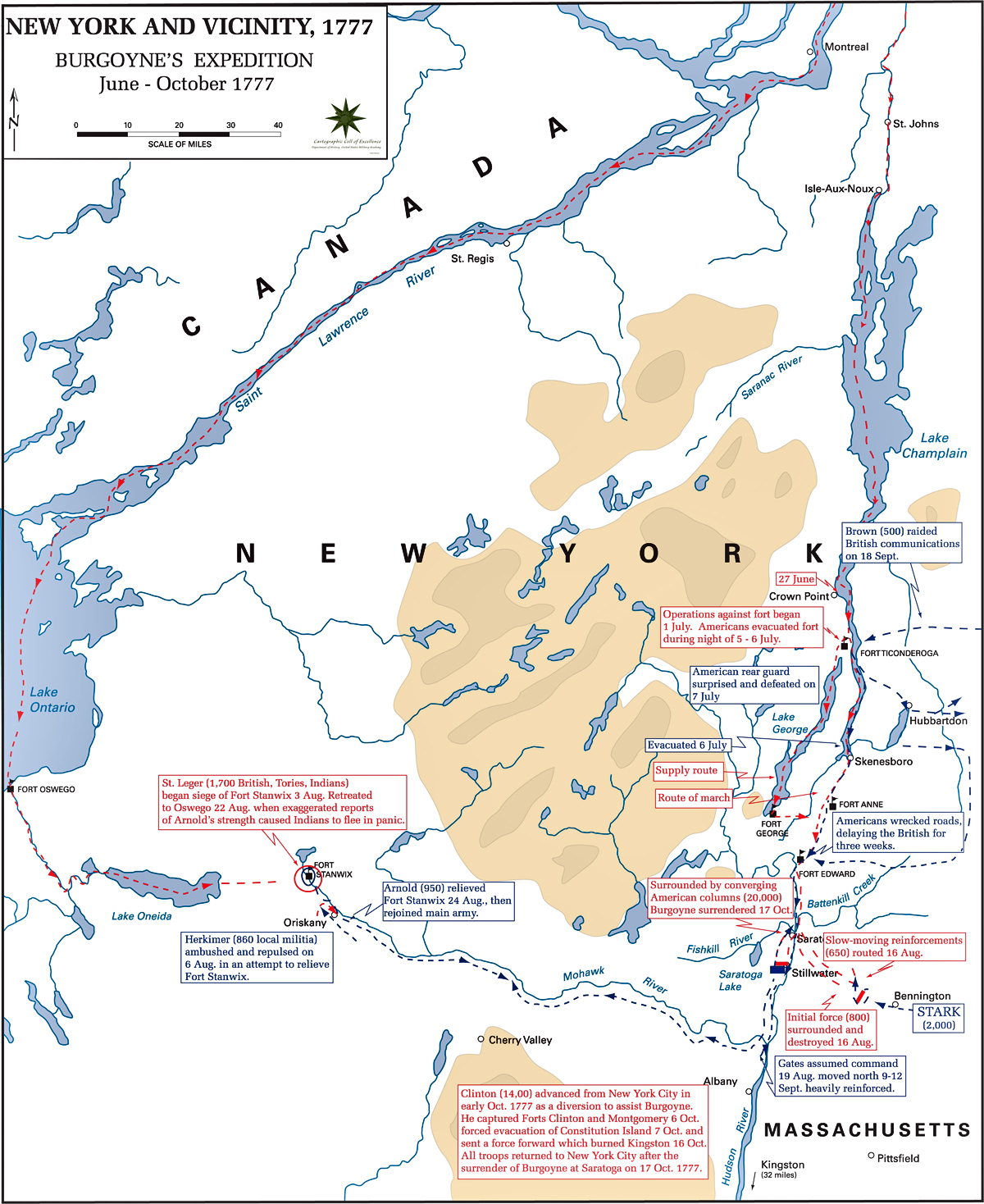 Map of the American Revolution: Burgoyne's Expedition June-October 1777