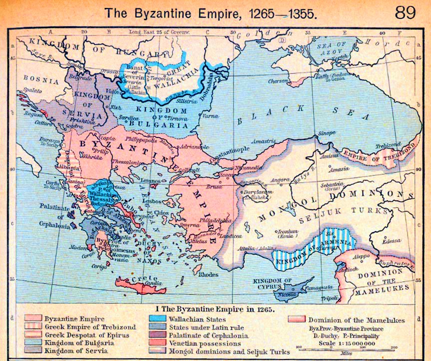 Map of the Byzantine Empire 1265-1355