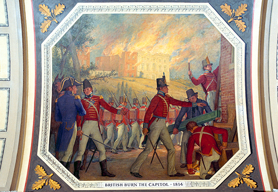 British Burn the Capitol, 1814 - Painting by Allyn Cox
