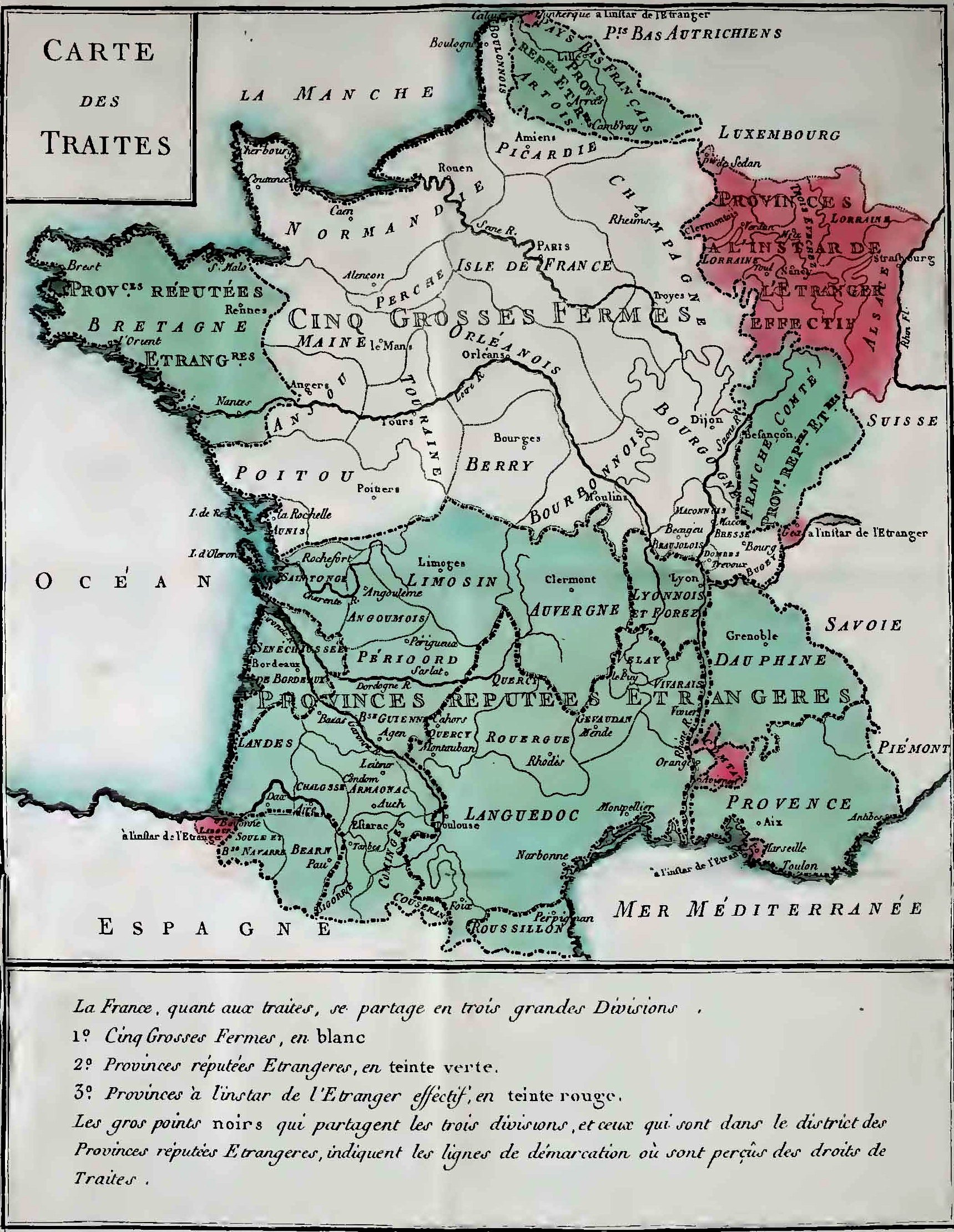 Trade map of France in 1781