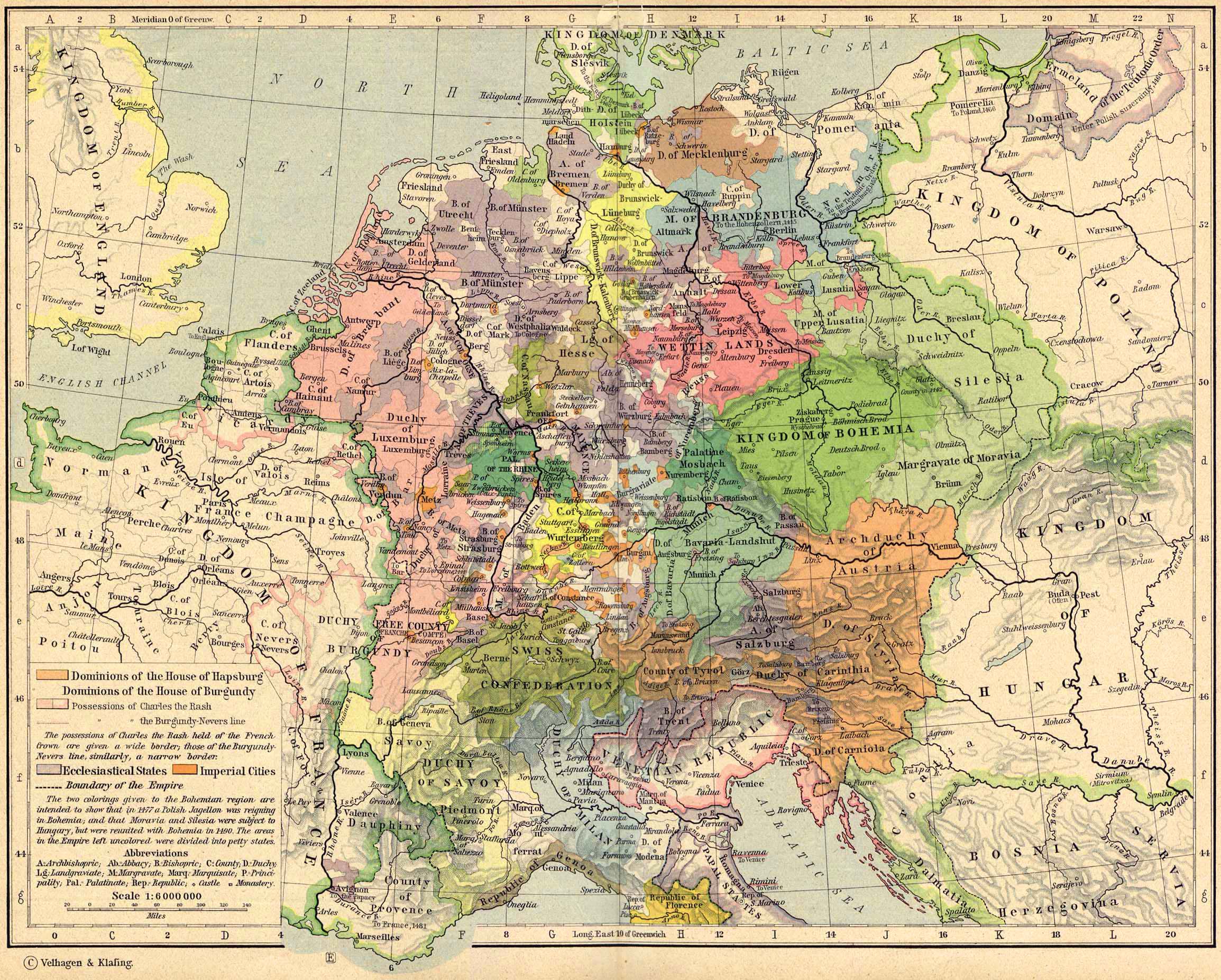 Map of Central Europe about 1477