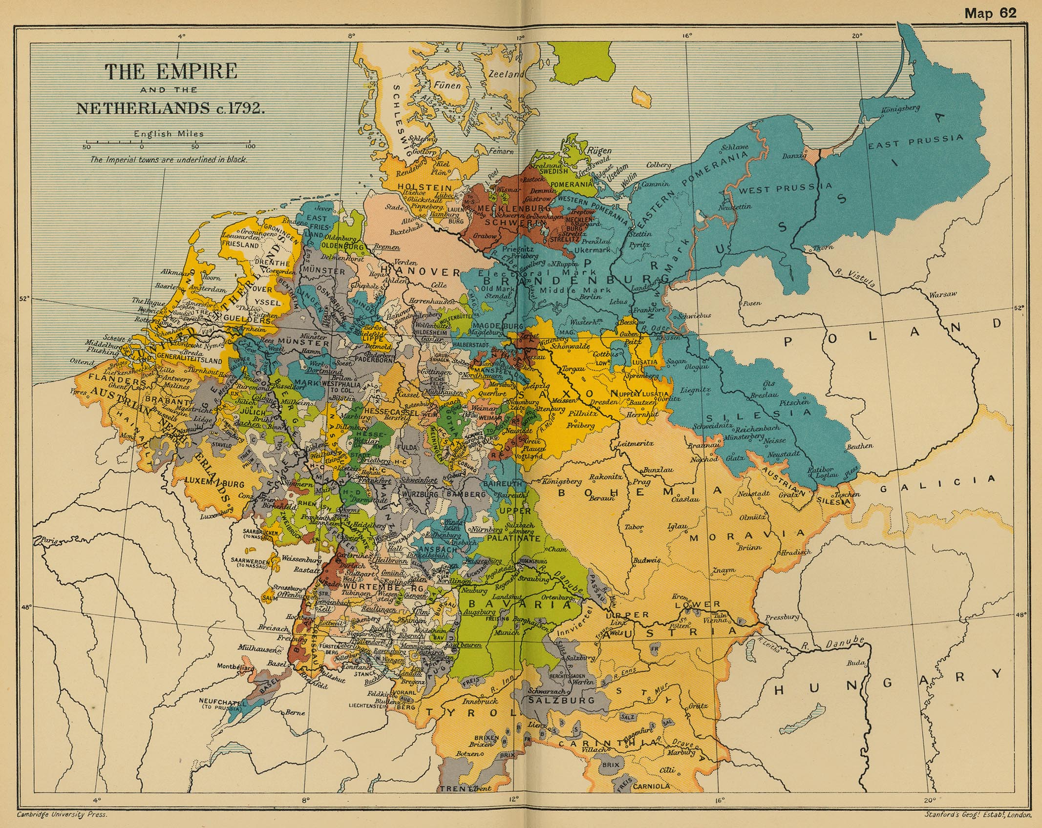 Map of Central Europe 1792: The Empire and the Netherlands