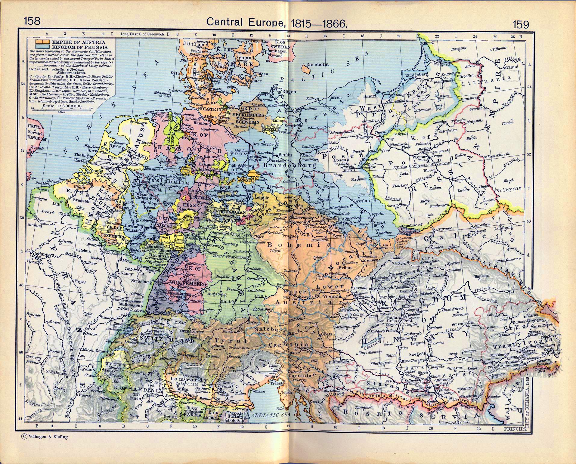 Map of Central Europe 1815-1866