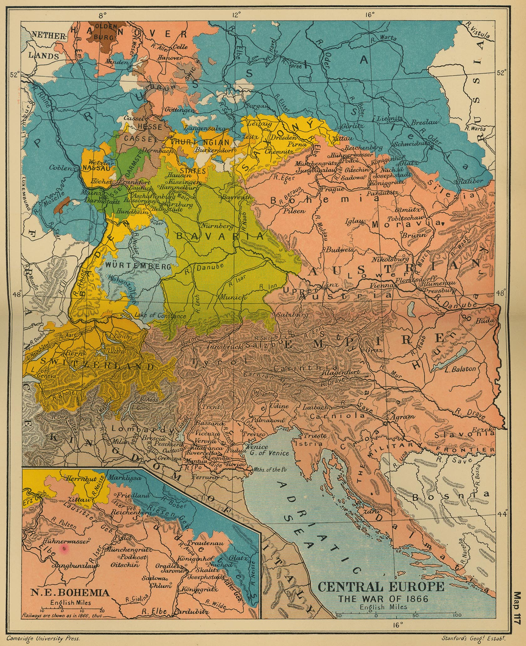 Map of Central Europe 1866