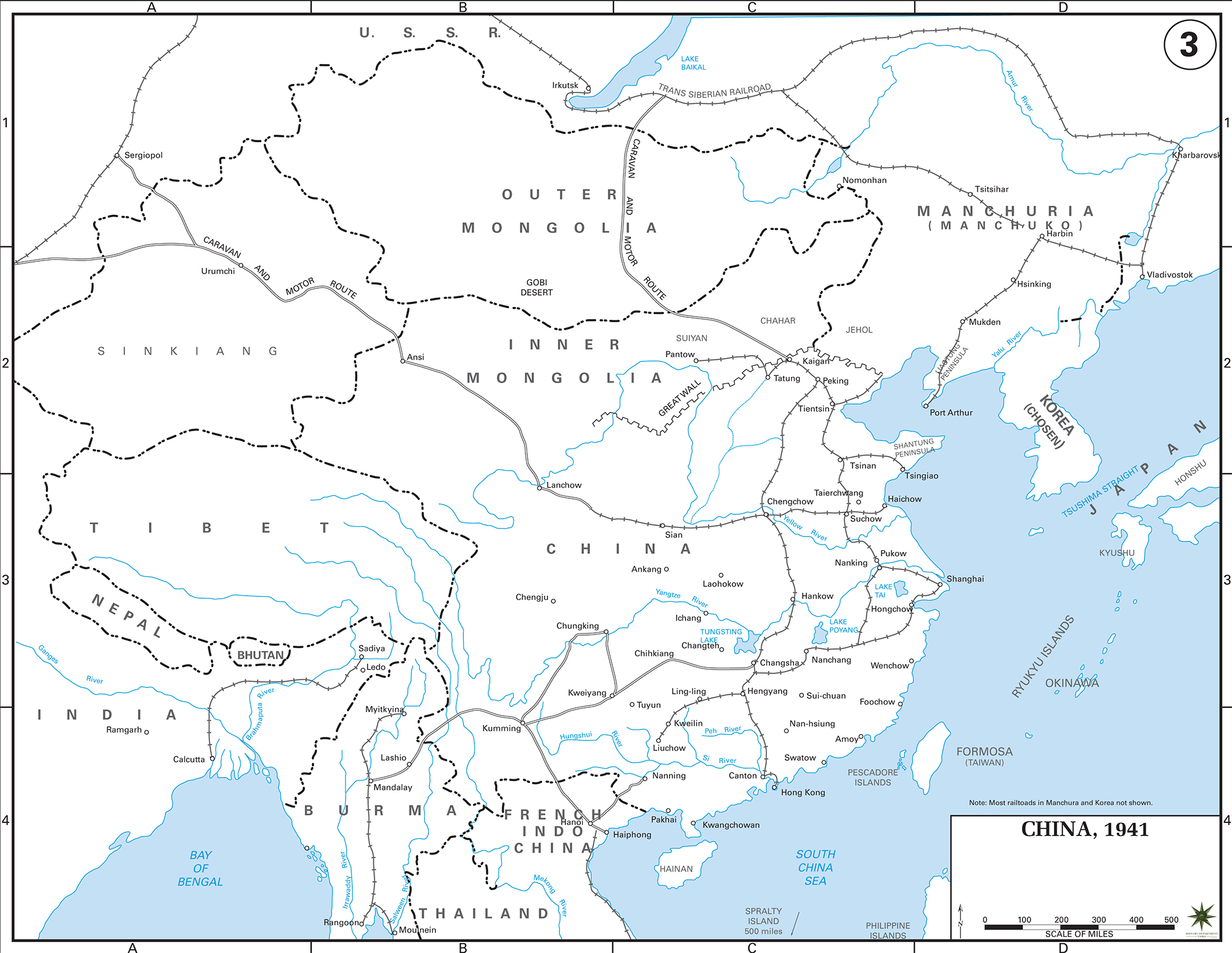 Map of World War II: The Far East. China 1941.