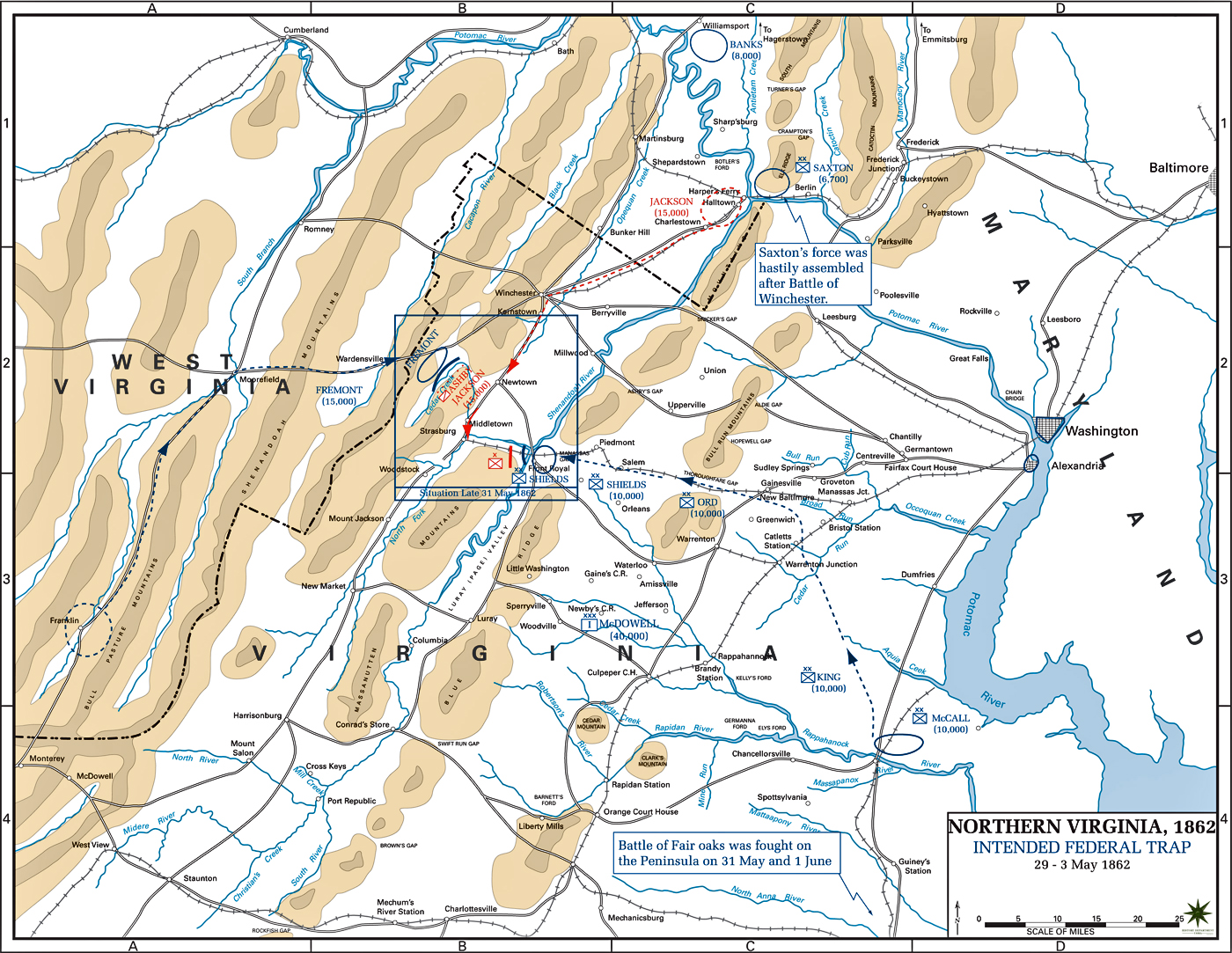 Map of the American Civil War: May 31, 1862