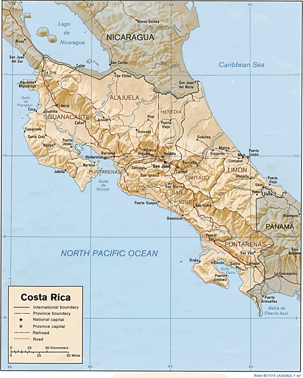 Map of Costa Rica 1987