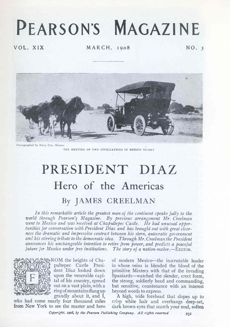 Pearson's Magazine reporter James Creelman interviews Mexican President Porfirio Diaz - March 1908 - Page 1