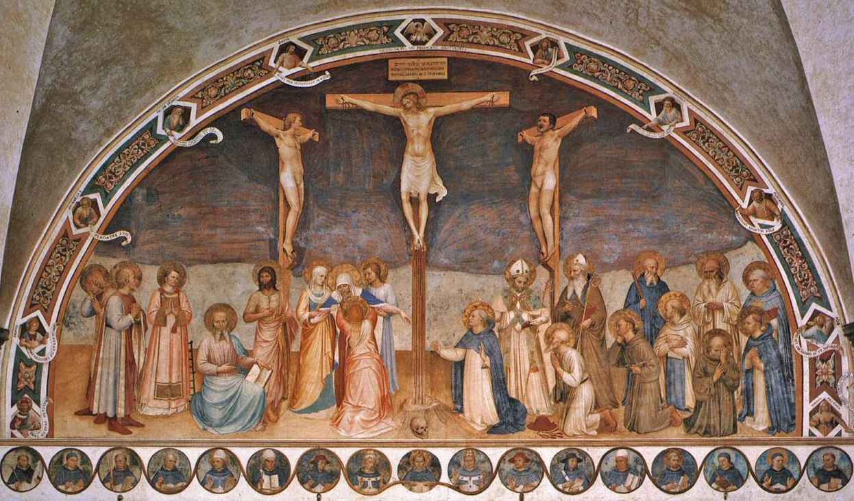 Fra Angelico's fresco Crucifixion With Saints, created in 1441 / 1442, located at the National Museum of San Marco, Florence, Italy