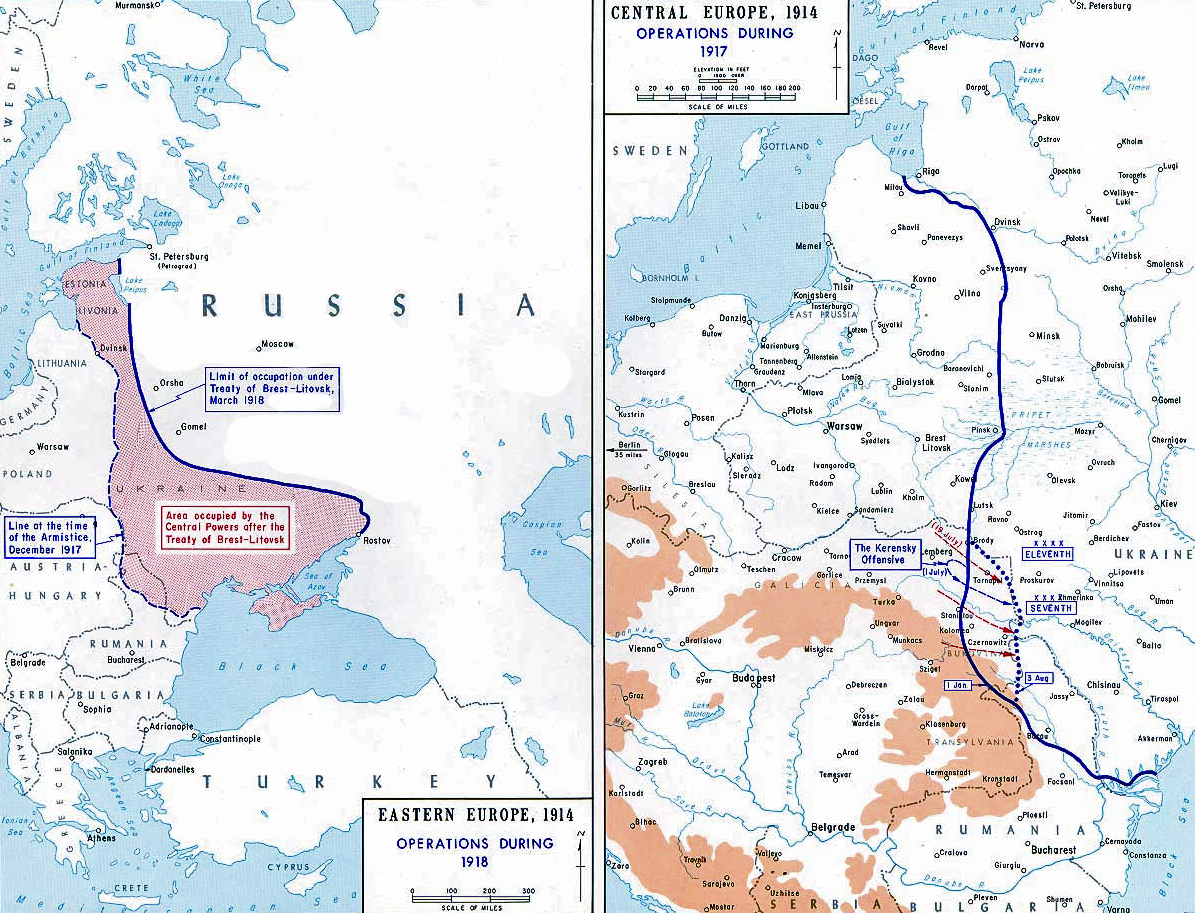 Map of WWI: Eastern Front 1917-8