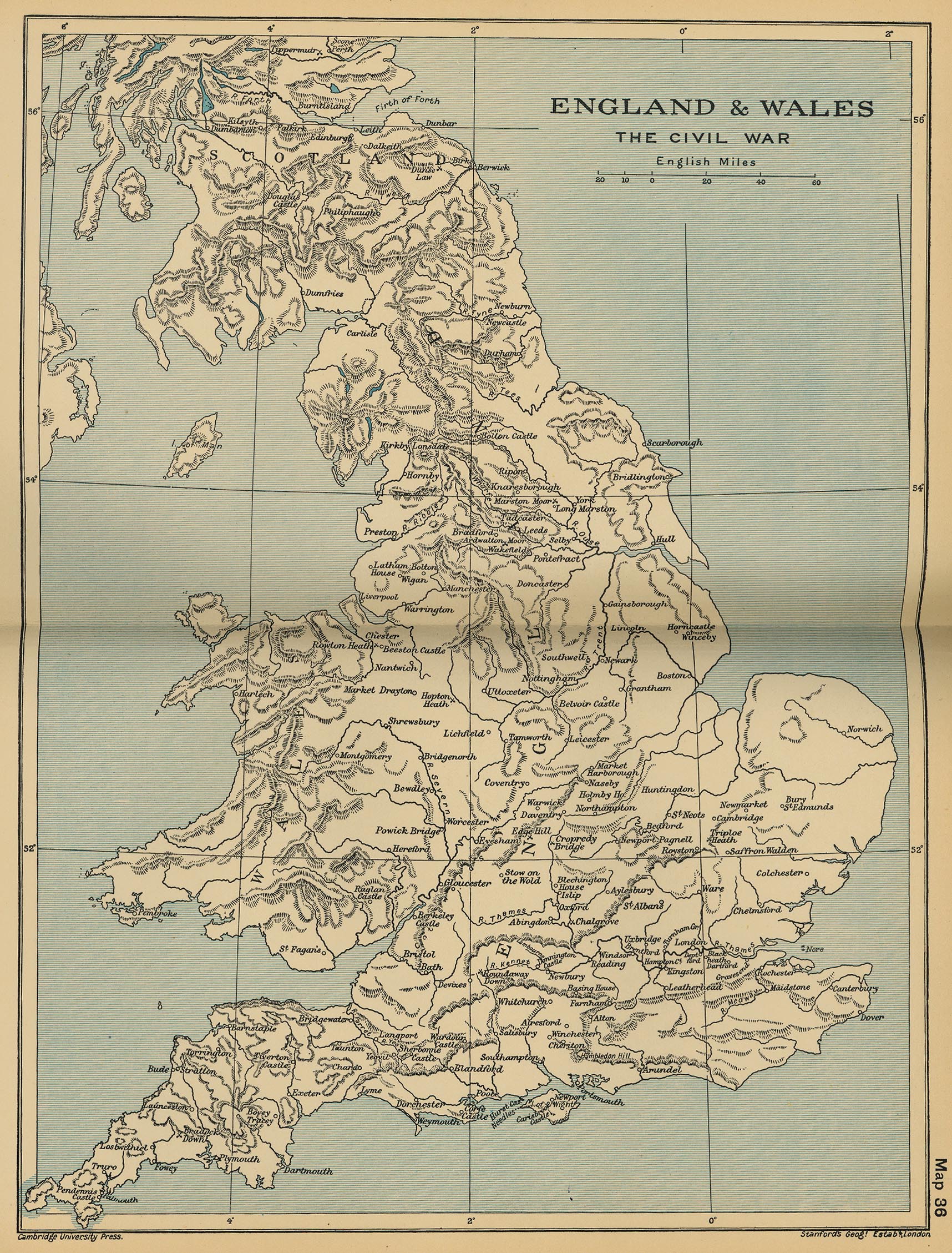 Map of England and Wales: The Civil War 1642-1651