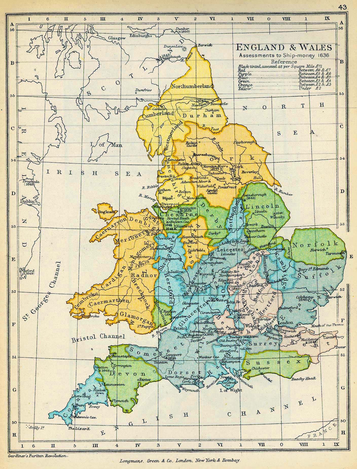 Map of England and Wales Assessments to Ship-money 1636