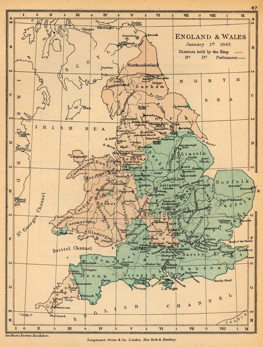 Map of England and Wales January 1, 1643