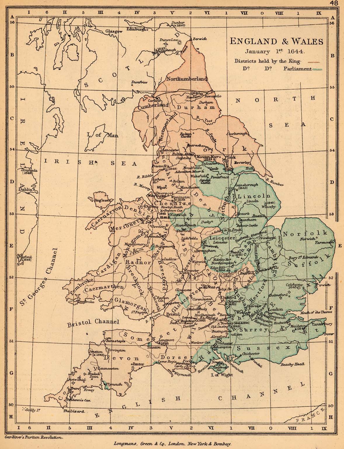 Map of England and Wales January 1, 1644