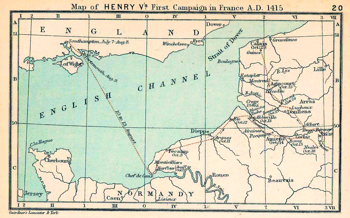 Map of Henry V's First Campaign in France, AD 1415