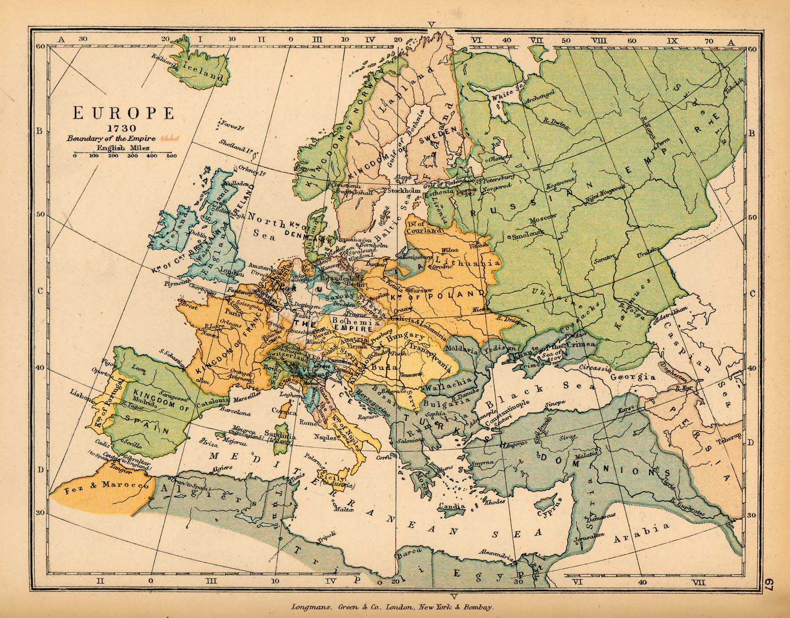 Map of Europe in 1730