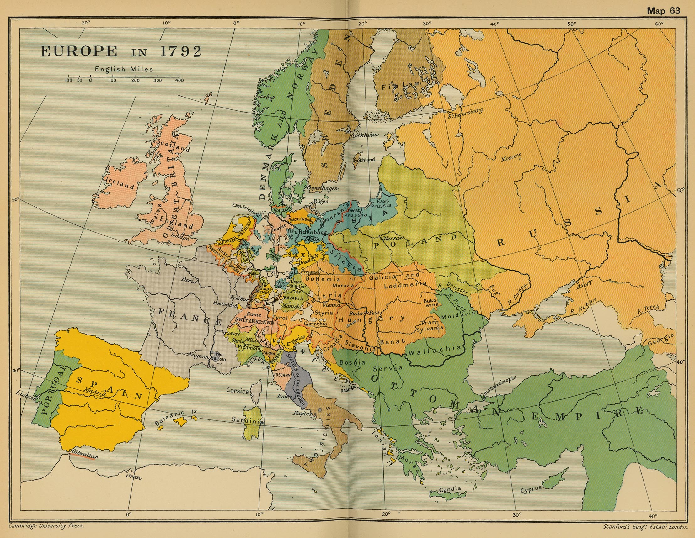 Map of Europe in 1792