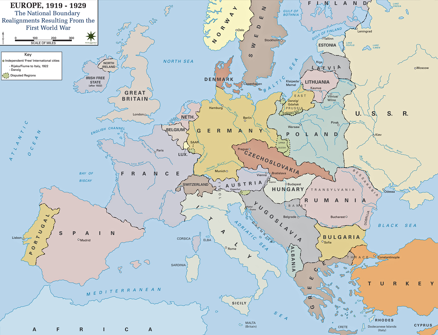 Map of Europe 1919-1929
