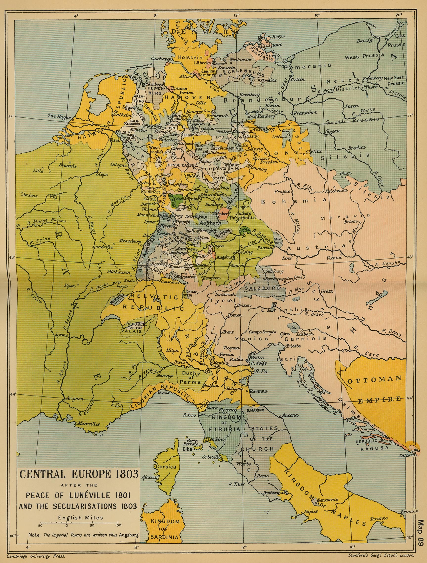Map of Central Europe in 1803