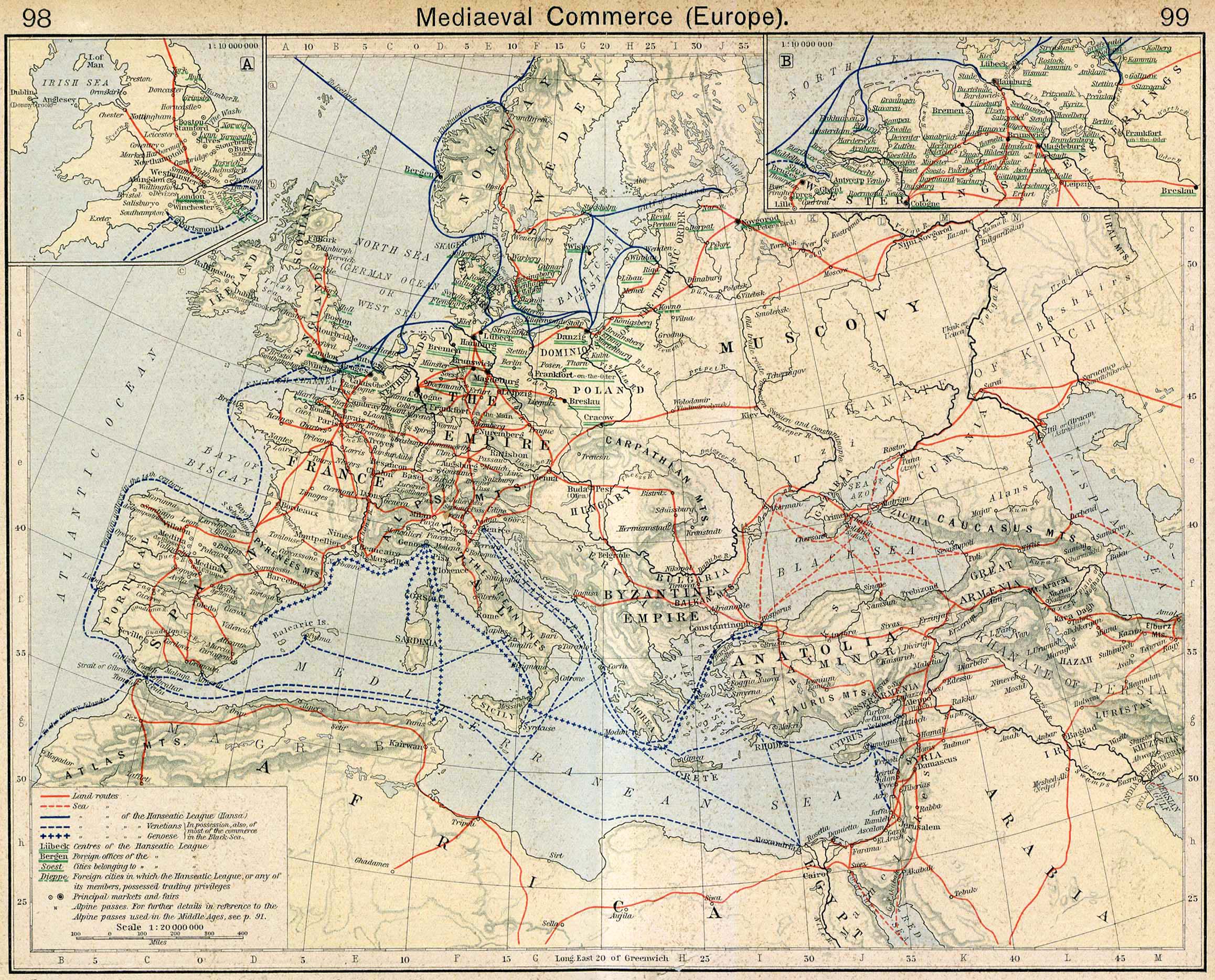 Map of Mediaeval Commerce in Europe