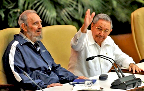 File picture dated April 19, 2011: Fidel Castro and his brother, Cuban President Raul Castro, attending the closing session of the 6th Congress of the party in Havana, Cuba.